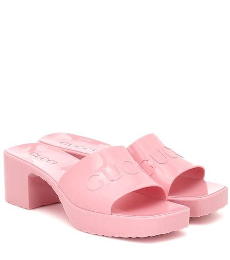 pink rubber gucci heels|gucci canvas heels.